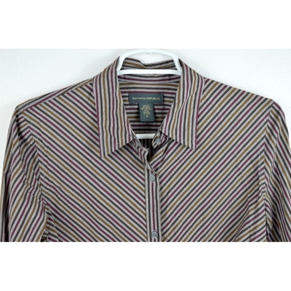 Banana Republic Shirt Medium Striped Long Sleeve - Picture 1 of 4